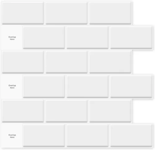 Miniatura 9 de Art3dwallpanels Protector contra salpicaduras blanco brillante, vinilo moderno, autoadhesivo, rayas, acabado brillante, uso en cocina y baño, 12 x