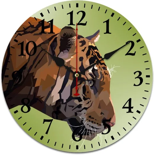 Miniatura 13 de Reloj de pared de madera de 12 pulgadas, reloj de pared de tigre majestuoso, movimiento de cuarzo, rayas de números arábigos, animales, vida Patrón 8