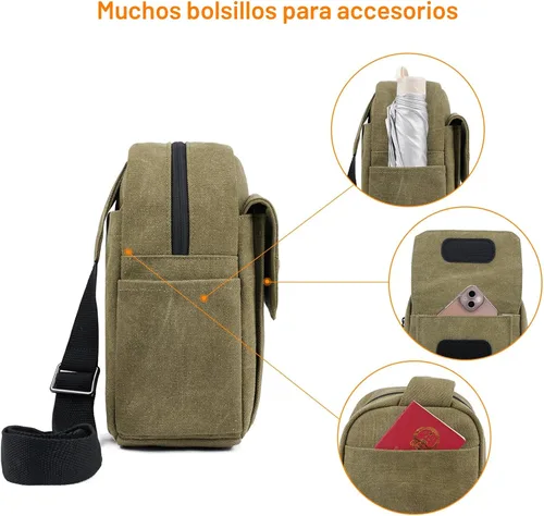 Miniatura 5 de TULLIO Bolsa para Cámara Pequeña, Bolsa Cruzada para Cámara Tipo Cartera Impermeable de Lona para Hombro Estuche Fotográfico Bolsa Bandolera