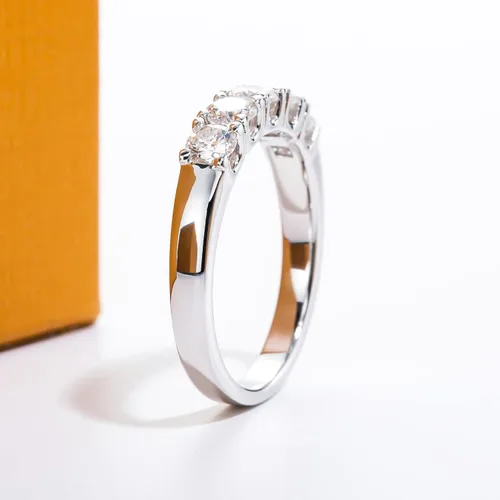 Miniatura 7 de Anillos de eternidad de moissanita, anillos de boda, color D, claridad VVS1, redondo, corte brillante, plata de ley 925, 56 piedras, anillos