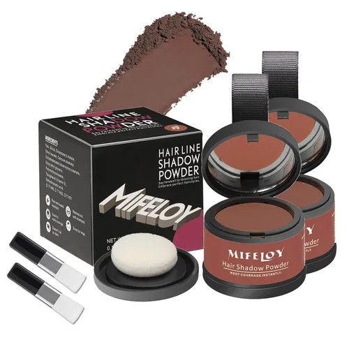 Paquete de 2 polvos de sombra de retoque de raíz, cobertura de cabello gris, polvo de cobertura de raíces de color para mujeres para adelgazar la