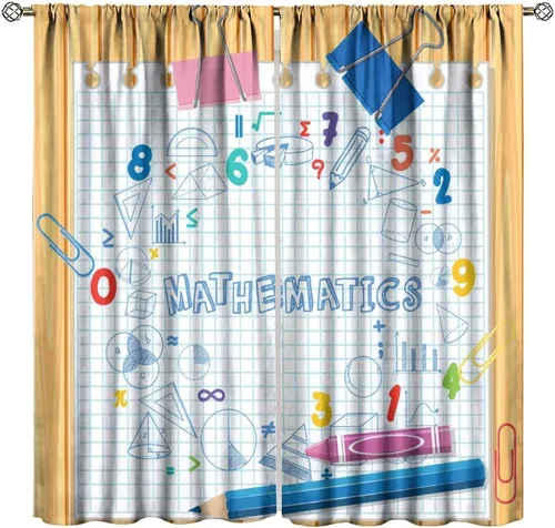 Miniatura 36 de Cortinas opacas para ventanas de ciencia para niños, lupa de libro de laboratorio de ciencia, lupa, frascos moleculares, cortinas impresas