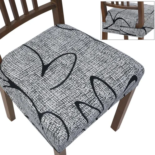 Miniatura 10 de SearchI Juego de 6 Fundas de Asiento para Sillas de Comedor Elásticas, Fundas de Asiento Suave Extraíbles y Lavables para Sillas de Comedor, Flor