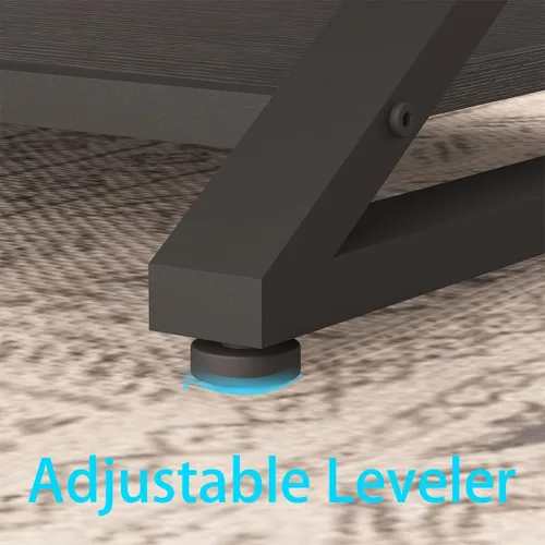 Miniatura 8 de HSH Mesa de café negra moderna, mesa de cóctel rectangular simple de 47 pulgadas con estante de exhibición de almacenamiento, mesa de té industrial