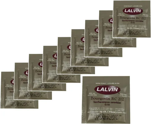 10 x Lalvin RC 212 Levadura Vino Tinto 0.18 oz Homebrew Fabricación de Vino 4.5L-23L Pinot Noir
