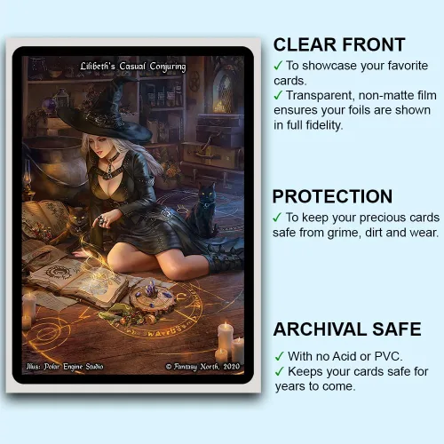 Miniatura 2 de Fantasy North - Chica en el vestido azul - 100 fundas para cartas coleccionables TCG mate lisas - Anime - Se adapta a Magic MTG Commander Pokemon