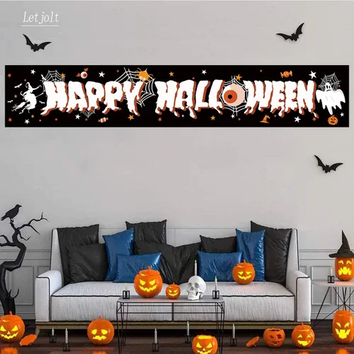 Miniatura 6 de Cartel de Feliz Halloween para fiesta de Halloween, carteles decorativos gigantes del Día de las Hallowmas para celebrar, suministros para valla