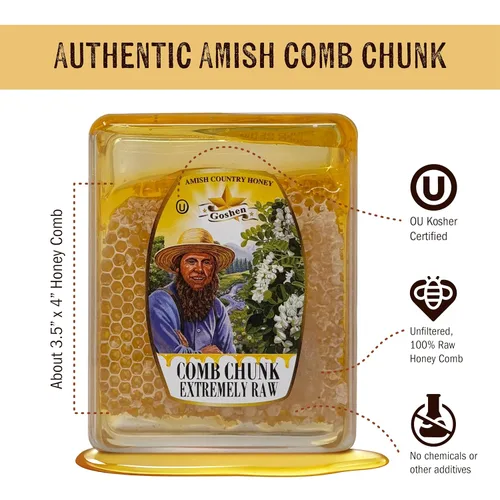 Miniatura 4 de Goshen Amish - Peine de primavera puro extremadamente crudo, panal de abeja, 100% natural, antioxidante, antioxidante, enzimas antimicrobianas