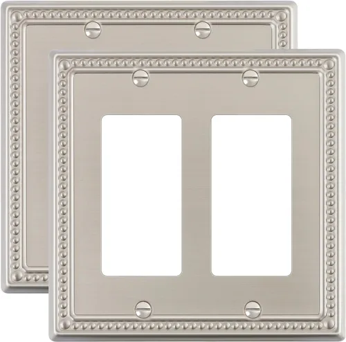 Miniatura 106 de Paquete de 4 placas de cubierta para interruptor de luz de palanca individual, cubiertas decorativas de perlas, placa de pared de metal almendra