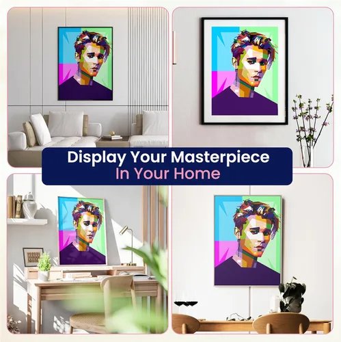 Miniatura 7 de Modern Merch Justin Bieber - Kit de arte de diamantes para adultos, arte pop 5D de celebridades, kit de pintura de diamantes para adultos