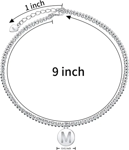 Miniatura 4 de Initials Anklet for Women S925 Sterling Silver Adjustable Foot Ankle Bracelet with Letter
