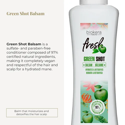 Miniatura 2 de SALERM - Acondicionador Capilar - Green Shot Balm Biokera Fresh - 10.1 fl oz - con Manzana, Té Verde, Menta y Aloe Vera - Hidrata y Refresca