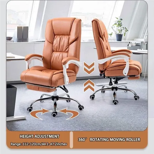 Miniatura 5 de Ergonomic Executive Leather Chairs with Footrest Lumbar Support Comfortable High Back Office Chair for Long Sitting Computer Home Bedroom Black