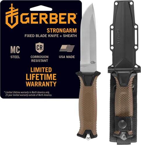 Miniatura 12 de Gerber Gear StrongArm - Cuchilla fija, cuchillo de espiga completa, cuchillo de campamento con múltiples opciones de transporte, fabricado