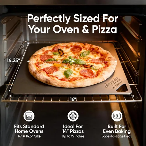 Miniatura 3 de Acero para pizza para horno Fabricado en Estados Unidos 16 x 14.25 pulgadas Acero para hornear pre-sazonado para pan, pizza, masa madre y más
