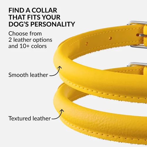 Miniatura 5 de CollarDirect Collar de cuero enrollado para perro, collar redondo acolchado suave para cachorros, hecho a mano, collar de cuero genuino para perros