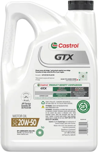 Miniatura 3 de Castrol GTX 20W-50 Aceite de Motor Convencional, 5 Cuartos