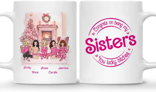 Miniatura 13 de Gossby Taza de café de Navidad personalizada para amigas, regalo de amistad de Navidad personalizado para 2 mejores amigos con diseño, nombre, taza