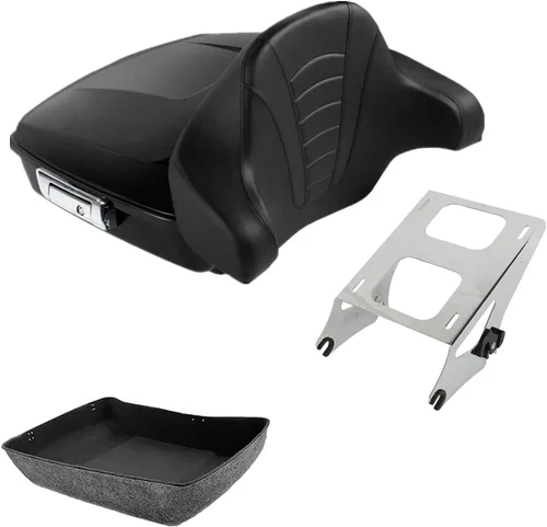 Miniatura 10 de TCMT Caja de maletero de motocicleta cortada de 10.7", respaldo envolvente, soporte de montaje para 2 personas, compatible con Harley 2014-2025 Con