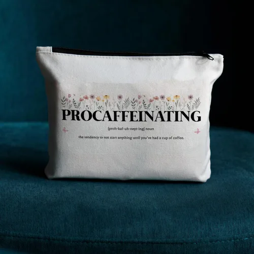 Miniatura 5 de JIUWEIHU Procaffeinating Definition - Bolsa de cosméticos, regalos divertidos, bolsa de maquillaje, ideas de regalo para amantes del café