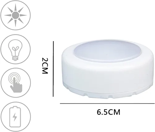 WRalwaysLX Paquete de 10 luces LED de empuje para gabinete, funciona con pilas AAA de 3 x 1.5 V (no incluidas) para iluminación de cocina, debajo