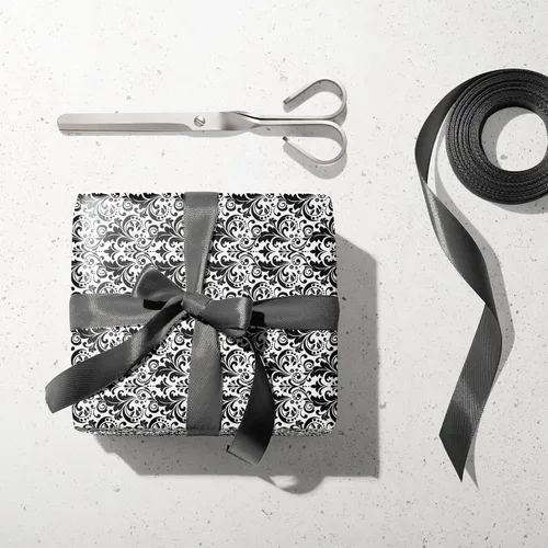 Miniatura 3 de LDGOOAEL Mini rollo de papel de regalo pequeño y corto, diseño reversible (17 pulgadas x 32.8 pies), damasco negro para vacaciones, día de la madre