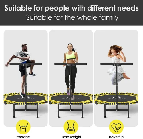 Miniatura 4 de CLORIS 38in/48in Folding Trampoline - Max Load 220lbs / 450lbs Trampoline Rebounder Trampoline with Adjustable Foam Handle, with safty Padded Cover