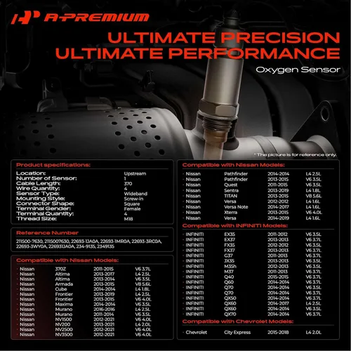 Miniatura 2 de A-Premium Sensor de oxígeno O2 ascendente compatible con modelos Nissan, Infiniti y Chevrolet - Altima 2013-2017, Sentra, Versa, Frontier, Murano