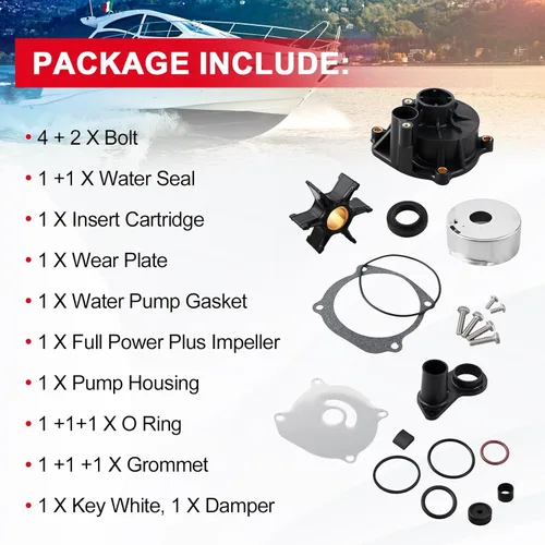 Miniatura 4 de 5001594 Kit de reparación de bomba de agua con carcasa para Johnson Evinrude V4 V6 V8 85-300HP Piezas de motor fueraborda - Reemplaza 5001594 395060