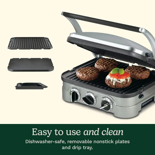 Miniatura 6 de Cuisinart Griddler - Parrilla de interior, prensa panini, sandwichera y más, parrilla 5 en 1, platos de cocina antiadherentes aptos