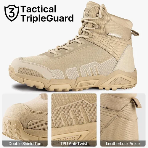 Miniatura 2 de FREE SOLDIER Botas de trabajo tácticas impermeables para hombre, ligeras, cómodas, botas de senderismo de combate