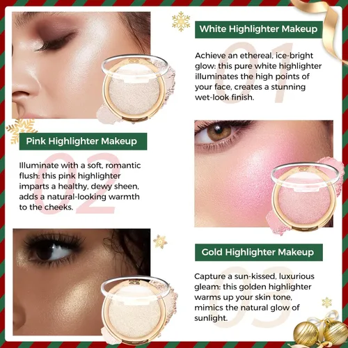 Miniatura 7 de YOUNG VISION Polvo Compacto Iluminador, Polvo de Contorno de Brillo Natural Horneado y Resaltador Facial, Libre de Crueldad, Maquillaje de Resaltado