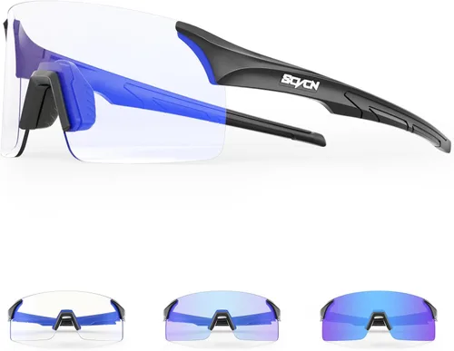 SCVCN Gafas de sol de ciclismo fotocromáticas sin marco para hombres y mujeres, ideales para béisbol, bicicleta, golf, correr