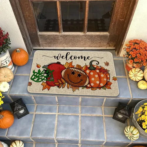 Miniatura 6 de Hello Fall Front Door Mat Indoor Outdoor Entrance, Autumn Pumpkin Door Mats Outside Entrance Fall Porch Welcome Mat Doormat Outdoor Mats for Front