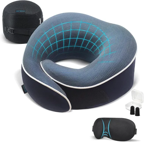 Miniatura 12 de Proglobe Almohada ortopédica para el cuello, almohadas cervicales de viaje para aviones, kit de espuma viscoelástica, soporte para la cabeza