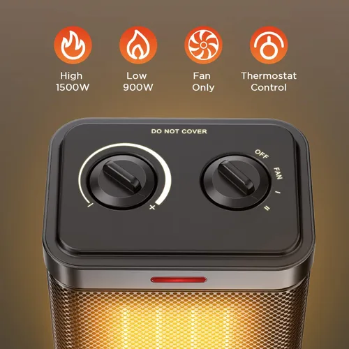 Miniatura 3 de Calentador de espacio para uso en interiores, calentador eléctrico portátil de cerámica de 1500 W, calentador de espacio pequeño con termostato