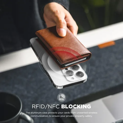 Miniatura 2 de VULKIT Tarjetero de crédito con compartimento para billetes de banco, bloqueo RFID, cartera de cuero desplegable con ventana de identificación
