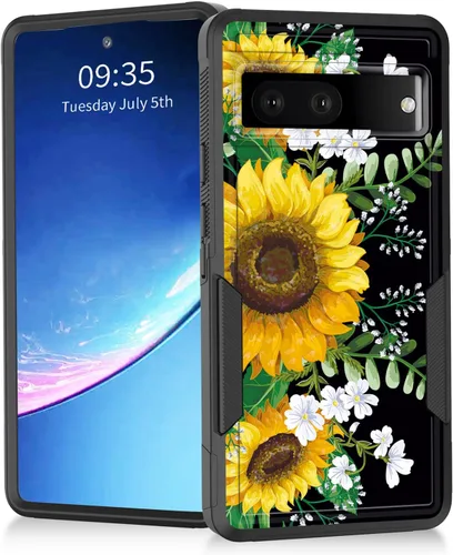 Miniatura 83 de Funda para Pixel 7a, resistente de doble capa híbrida de policarbonato duro de goma suave a prueba de golpes para Google Pixel 7A 6.1 pulgadas