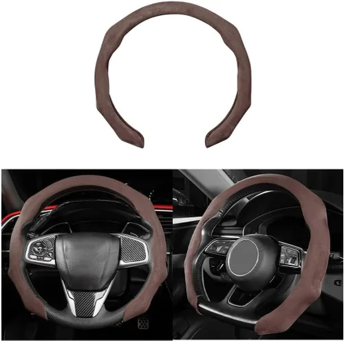 Miniatura 13 de Mandark - Funda para volante de auto de ante, protector para volante de vehículo deportivo que se ajusta a 15 pulgadas, accesorios de decoración
