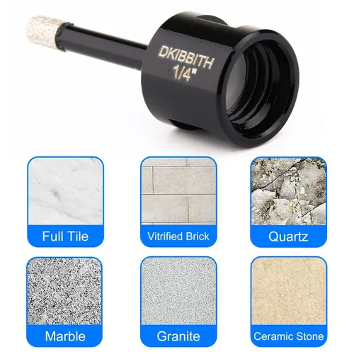 Miniatura 4 de Juego de brocas de núcleo de diamante seco de 1/4 de pulgada, 2 piezas para cerámica, porcelana, granito, mármol, azulejos, piedra, vidrio