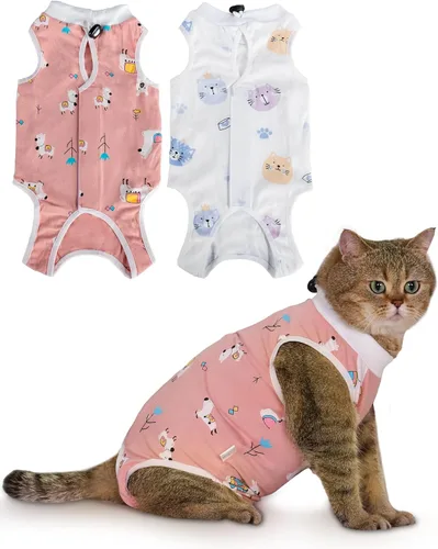 Miniatura 14 de ANWA Traje de recuperación de gato, mameluco transpirable para gato después de la cirugía, traje de recuperación de cirugía de gatito, heridas Alpaca