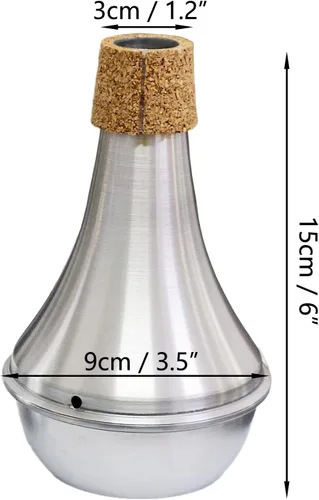 Miniatura 4 de Silenciador de práctica de latón, trompeta de aluminio, corcho, instrumento musical, parte (2 piezas (mudo+silenciador))