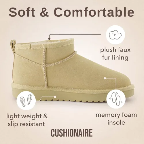 Miniatura 25 de CUSHIONAIRE, Hip 2 - Botas de nieve de gamuza auténtica para mujer, sin cordones, con cómodo forro de piel de oveja sintética + espuma viscoelástica