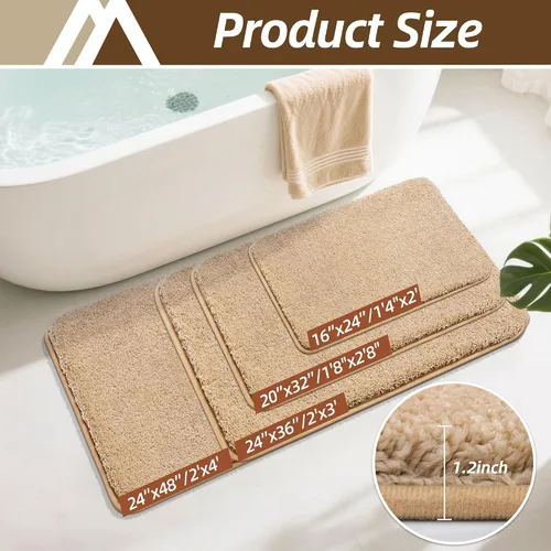 Miniatura 7 de COSY HOMEER Alfombras extra gruesas para el baño, tapetes de baño antideslizantes, tapete de felpa suave, peludo y 100% micro poliéster, tapete