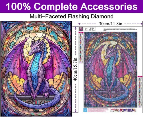 Miniatura 2 de croshom Kits de arte de diamantes para adultos, kits de arte de diamantes de dragón para adultos, kit de pintura de diamantes de dragón 5D