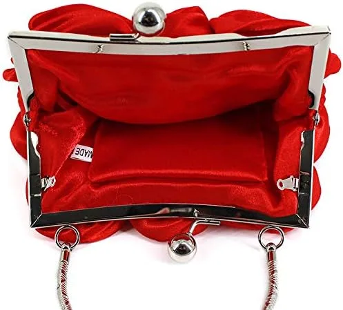 Miniatura 5 de Buddy - Bolso de mano de satén suave para mujer, con forma de rosa, para boda, fiesta