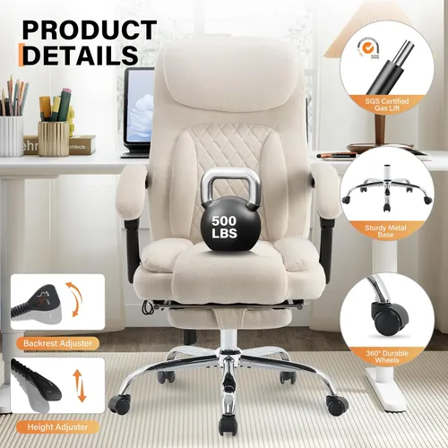 Miniatura 8 de Silla de oficina de masaje de 500 libras, sillas de oficina ejecutiva de 6 puntos de vibración y calor, silla de escritorio cómoda reclinable