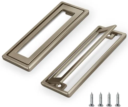 Miniatura 10 de 2 tiradores de puerta empotrados cuadrados negros empotrados, manijas de 4.53 x 1.77 pulgadas para armarios y cajones, aleación de zinc, trampa