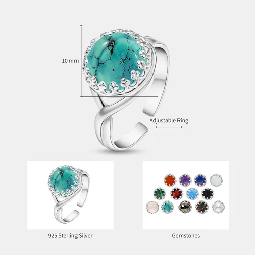 Miniatura 55 de 925 Sterling Silver Gemstone Rings for Women - Anniversary Rings for Women - Sterling Silver Rings for Women - Dainty Sterling Silver Rings