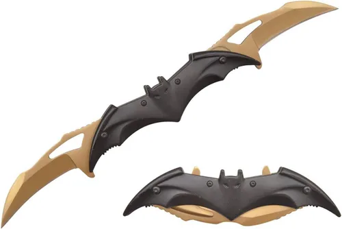 Miniatura 5 de Navaja de bolsillo de doble hoja estilo murciélago - 11" Cuchillo táctico plegable con resorte de apertura asistida (Negro/Negro)